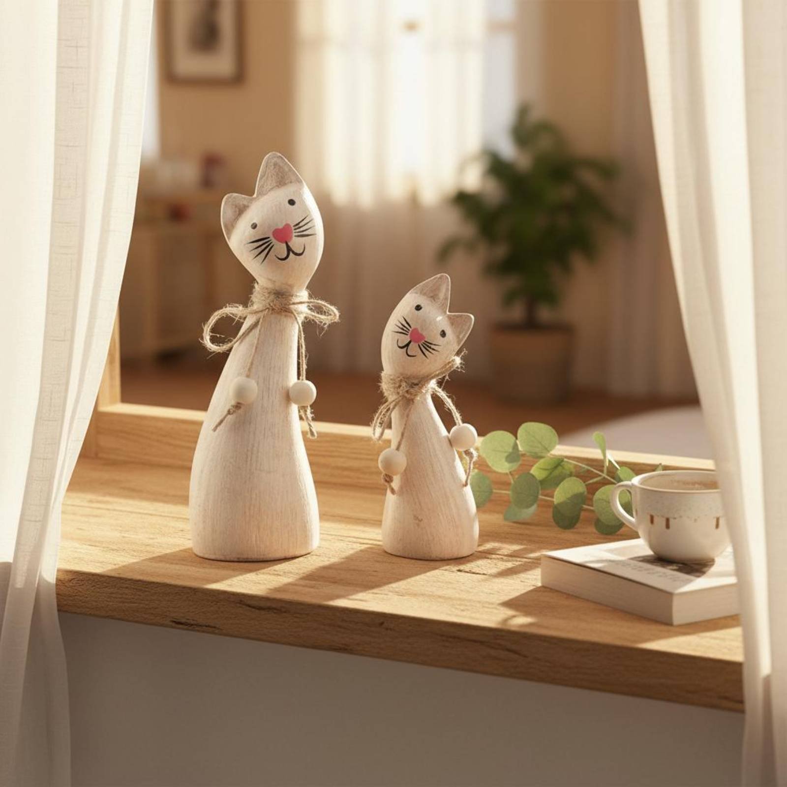 Woodworking Artisans - Set di 2 Statue di Gatti